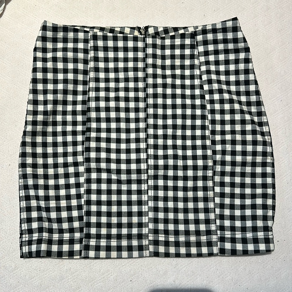 Free People Modern Femme Skirt Size 8 Mini plaid black white stretch